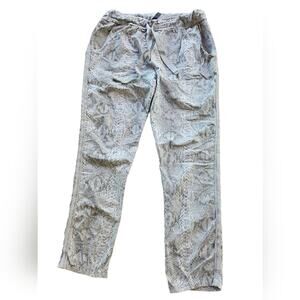 Venti 6 Pants Women L Fashion Snake Print Drawstring Straight Leg Pull On Gray